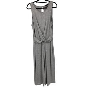Banana Republic Light Gray Sleeveless Twist Front Knit Crop Wide Leg Jumpsuit